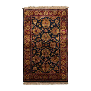3' x5' 3'' Black Burgundy Gold Color Hand Knotted Persian 100% Wool Traditional Oriental Rug