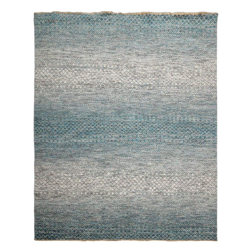 8x10 Hand Knotted 100% Wool Modern & Contemporary Oriental Area Rug Cream, Aqua Color - Oriental Rug Of Houston