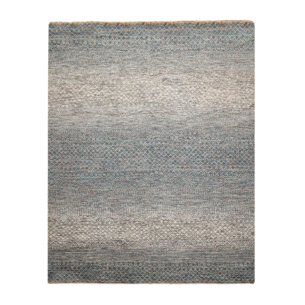 8' x10'  Ivory Blue Aqua Color Hand Knotted Persian 100% Wool Modern & Contemporary Oriental Rug