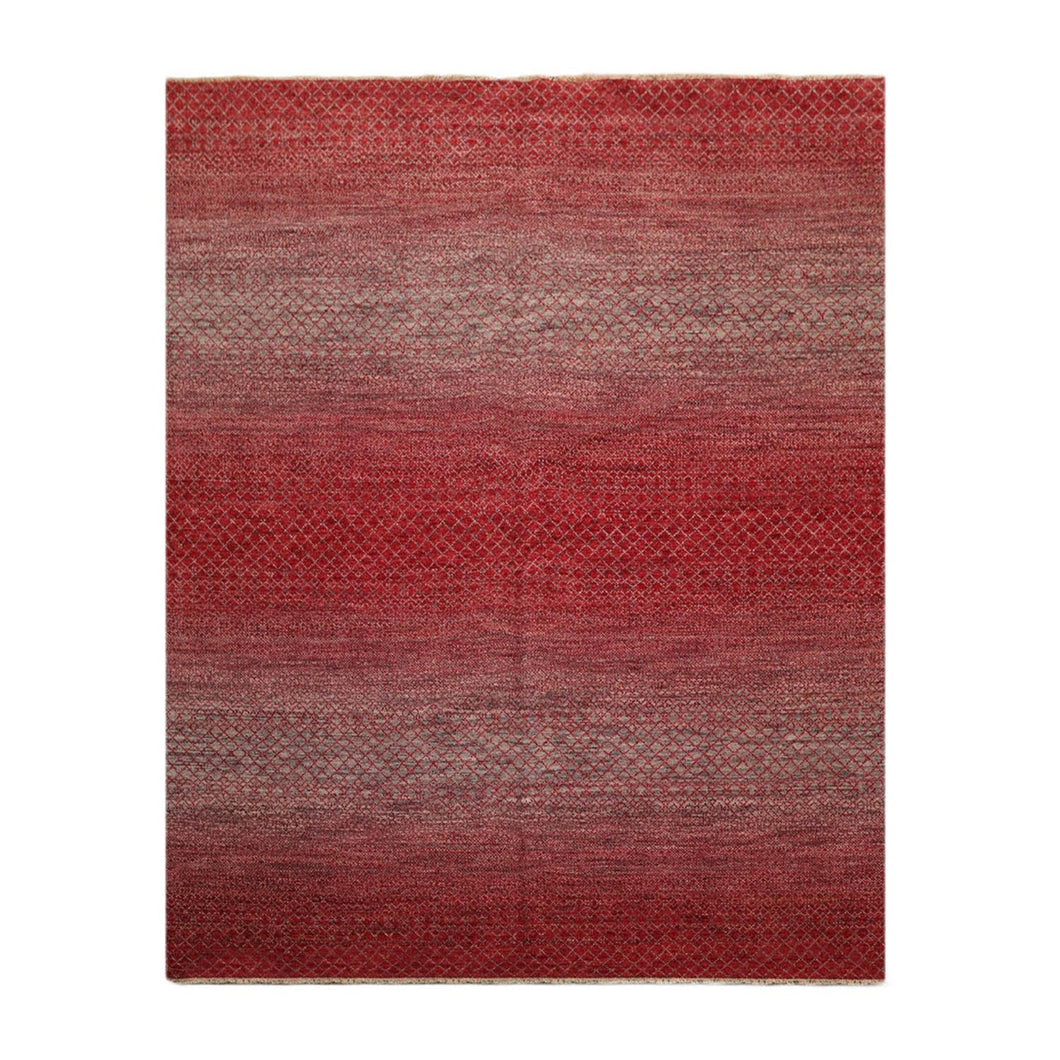 8' x10'  Red Gray Beige Color Hand Knotted Persian 100% Wool Modern & Contemporary Oriental Rug