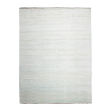 9' x12'  Sea Foam White Color Hand Knotted Persian Wool and Silk Modern & Contemporary Oriental Rug