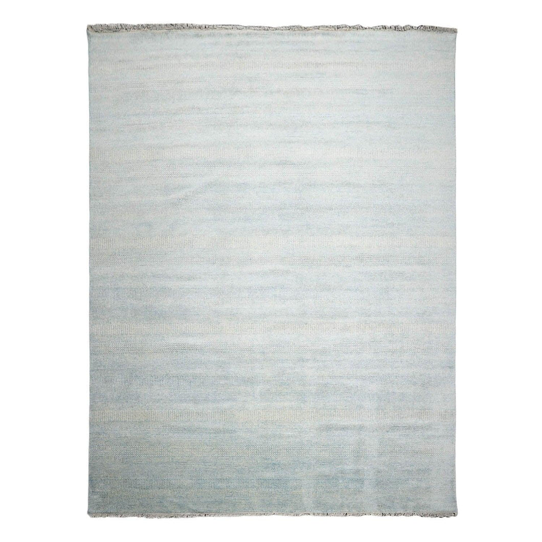 Multi Sizes Blue Hand Knotted Wool and Silk Modern Oriental Area Rug - Oriental Rug Of Houston