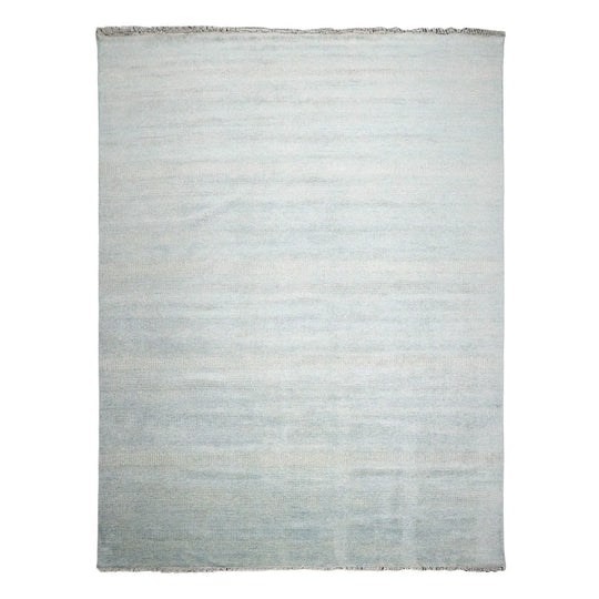 Multi Sizes Blue Hand Knotted Wool and Silk Modern Oriental Area Rug