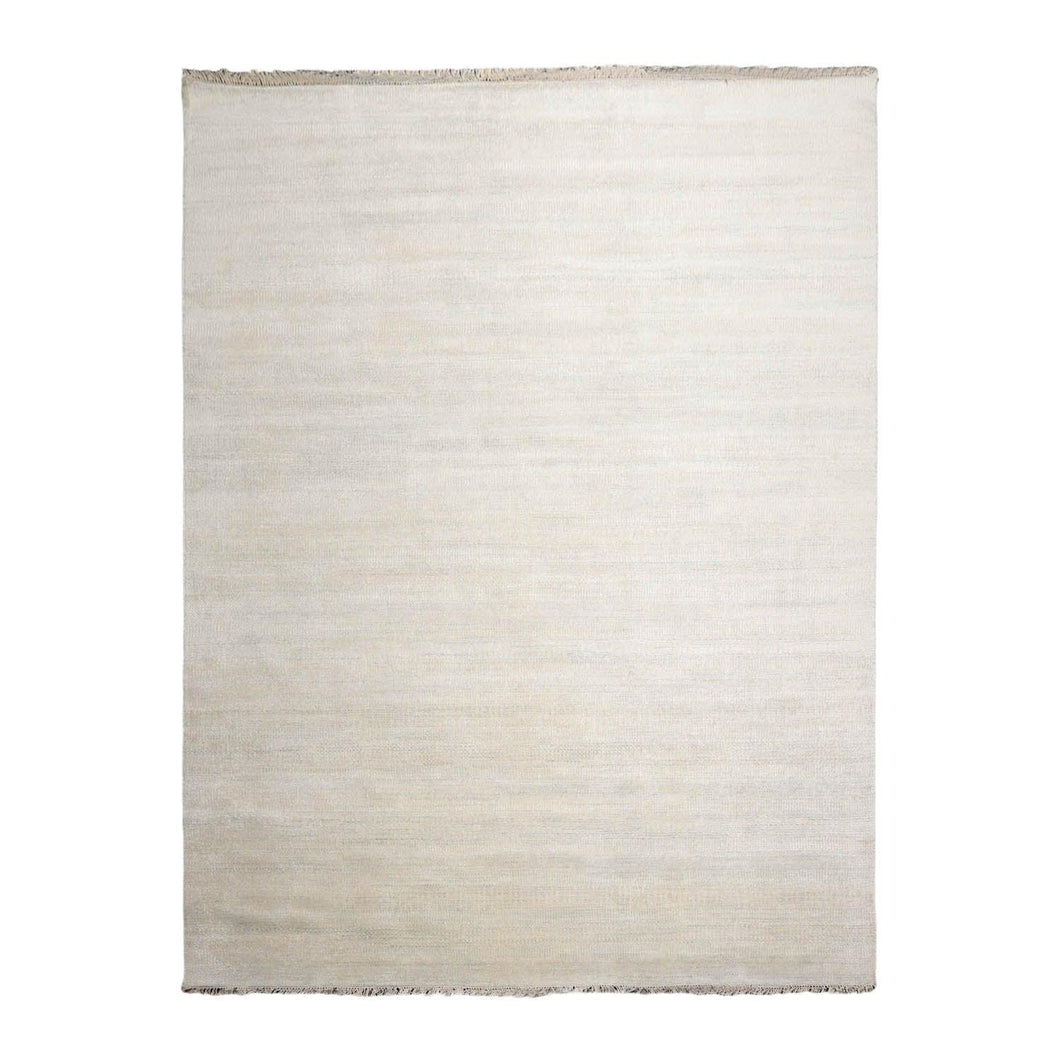 9' x12'  Beige Gray Color Hand Knotted Persian Wool and Silk Modern & Contemporary Oriental Rug