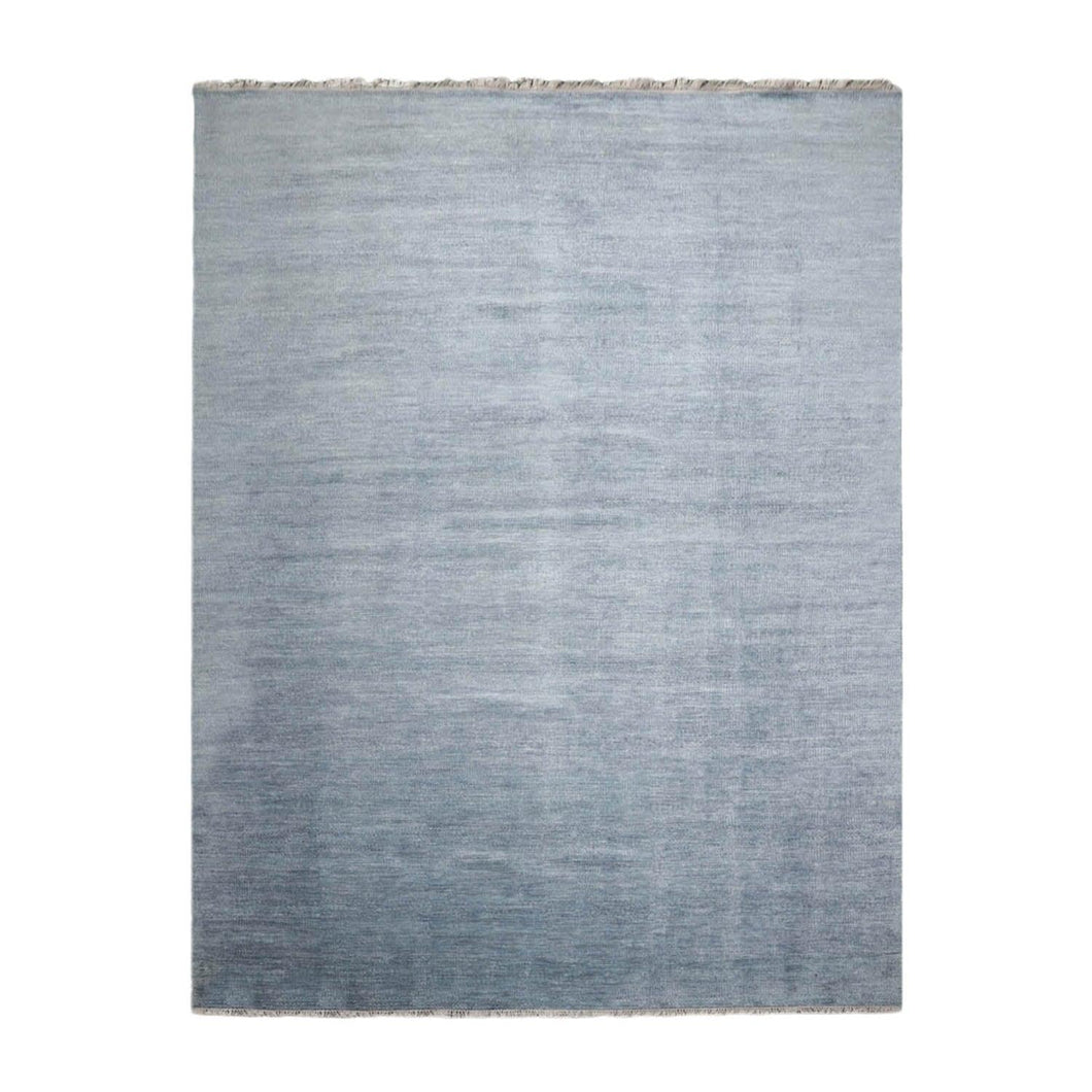 Multi Sizes Blue Hand Knotted Wool and Silk Modern Oriental Area Rug - Oriental Rug Of Houston