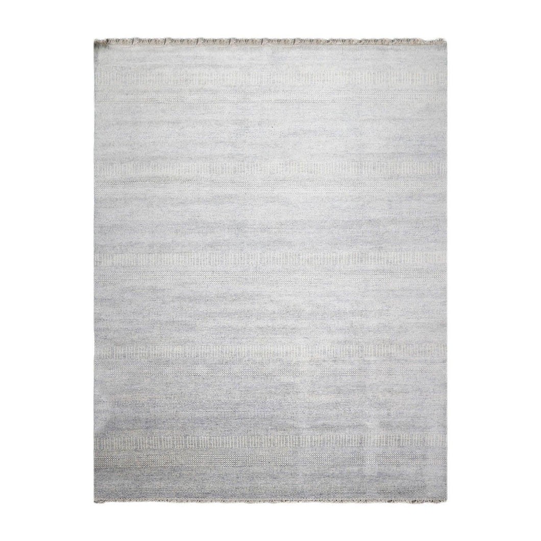 Multi Sizes Blue Hand Knotted Wool and Silk Modern Oriental Area Rug - Oriental Rug Of Houston