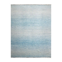 9' x12'  Aqua Gray Beige Color Hand Knotted Hand Made 100% Wool Modern & Contemporary Oriental Rug