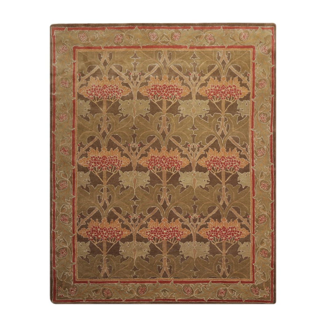 Multi Size Green, Sage Hand Tufted Hand Made 100% Wool William Morris Transitional Oriental Area Rug