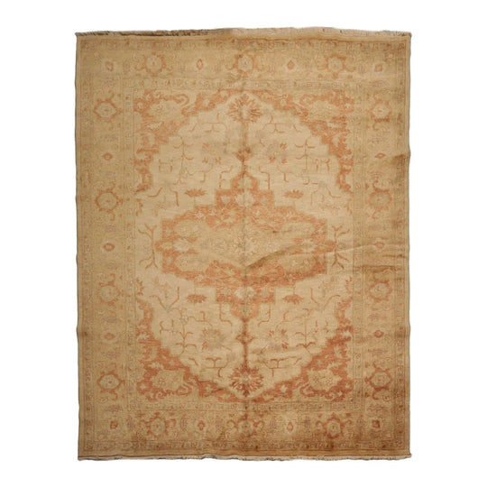 8’ x 10’4” Authentic Hand Knotted Wool Turkish Oushak Oriental Area Rug Beige