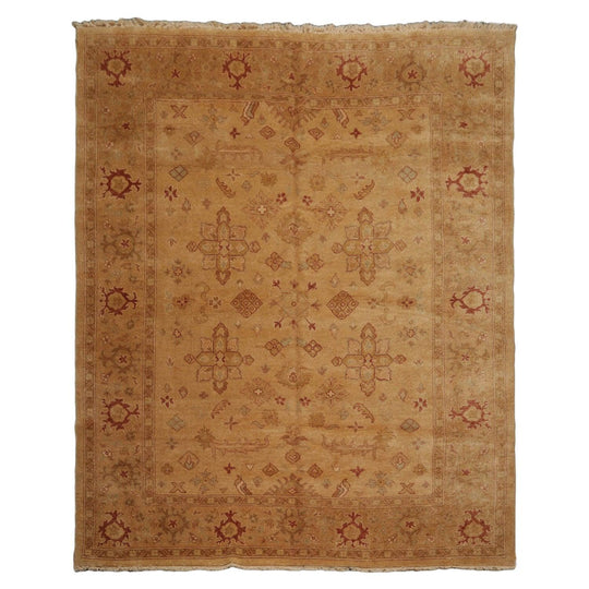 8’1" x 10’1” Authentic Hand Knotted Wool Turkish Oushak Oriental Area Rug Tan