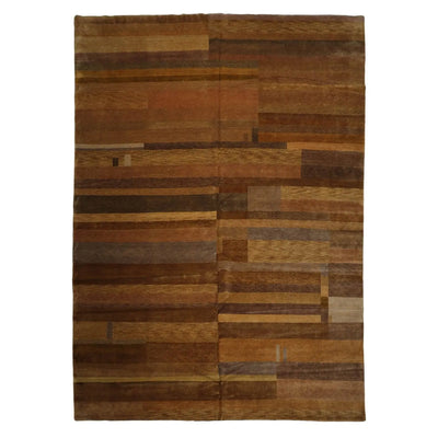 10’ x 14’ Hand Knotted Wool Tibetan Modern Stripes Oriental Area Rug Gold - Oriental Rug Of Houston