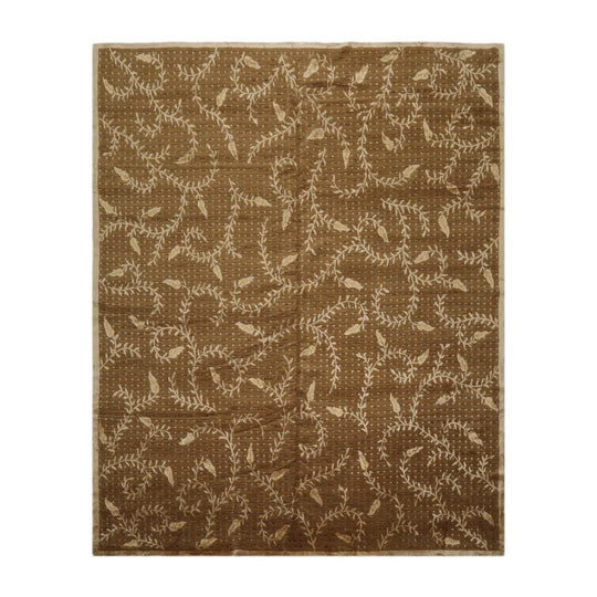 8’x10’ Couristan Hand Knotted Wool & Silk Basketweave Tibetan Area Rug Brown