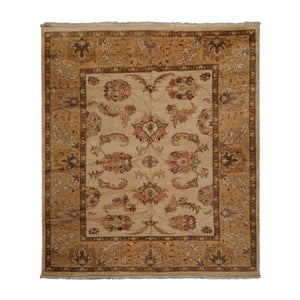 7’11”x9’4" Authentic Hand Knotted Wool Turkish Oushak Oriental Area Rug Beige - Oriental Rug Of Houston