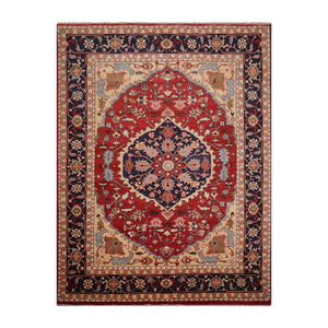9' 11''x13' 11'' Orange Beige Navy Color Hand Knotted Persian 100% Wool Traditional Oriental Rug