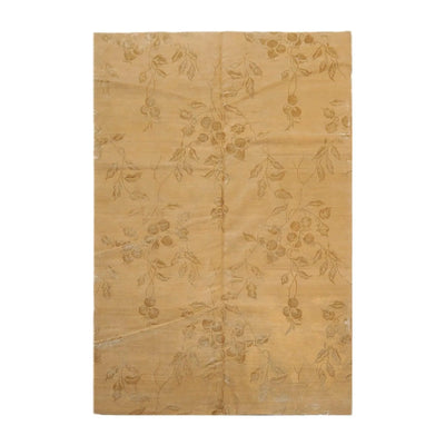 Lapchi Hand Knotted 100% Wool Tibetan Area Rug Tone on Tone Caramel 6’ x 8’11” - Oriental Rug Of Houston
