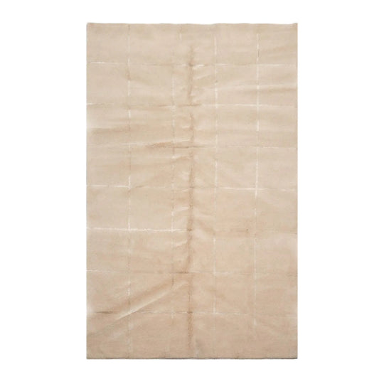 5’ x 8’ Hand Knotted Wool & Silk Modern Designer Tibetan Area Rug Beige