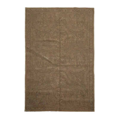 French Aubusson Savonnerie Hand Knotted Wool Area Rug Olive 6’ x 9’ - Oriental Rug Of Houston