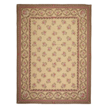 French Aubusson Hand Woven Wool Flatweave Area Rug Ivory 9’ x 12’ - Oriental Rug Of Houston