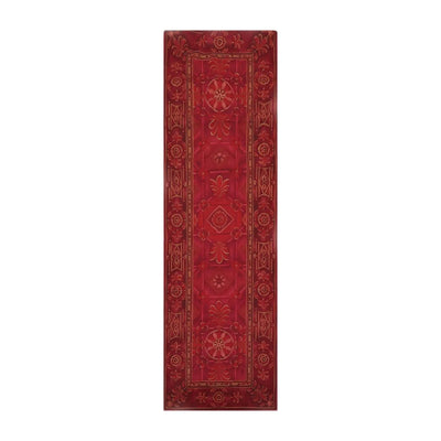 Runner 3’x10’ Hand Woven Wool French Aubusson Flatweave Area Rug Burgundy - Oriental Rug Of Houston