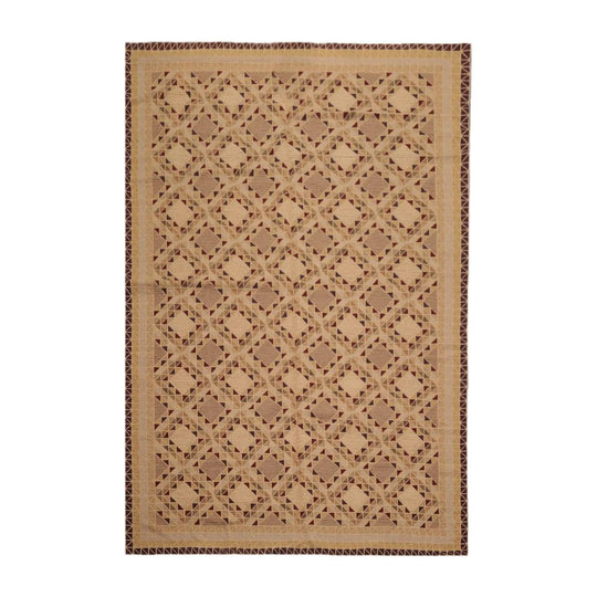 6' x 9' Hand Knotted 100% Wool Traditional Sino Persian Area Rug Tan