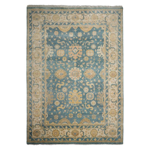 10’1" x 14’6”Muted Turkish Oushak Hand Knotted Wool Traditional Area Rug Blue - Oriental Rug Of Houston