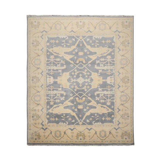8’2"x9’11” Muted Turkish Oushak Hand Knotted 100% Wool Area Rug Slate