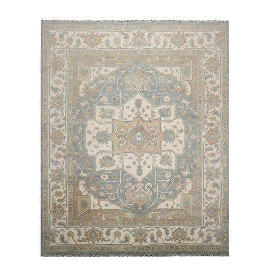 7’10" x 9’11” Muted Turkish Oushak Hand Knotted Wool Area Rug Cream