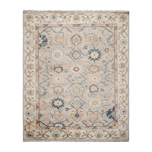 7’10" x 9’7” Arts & Crafts Turkish Oushak Hand Knotted Wool Area Rug Gray - Oriental Rug Of Houston