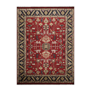 9x12 Red, Navy Hand Knotted Turkish Oushak 100% Wool Arts & Crafts Oriental Area Rug - Oriental Rug Of Houston