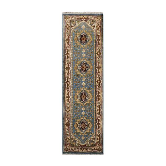 2’8” x 9’4” Hand Knotted 100% Wool Runner Traditional Oriental Area Rug Blue