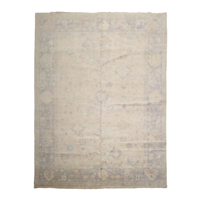 Muted Afghan Oushak Vegetable Dyes 9’ x 12’ Hand Knotted Wool Area Rug Beige - Oriental Rug Of Houston