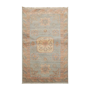 Muted Afghan Oushak Vegetable Dyes 3’ x 5’ Hand Knotted Wool Area Rug Slate - Oriental Rug Of Houston