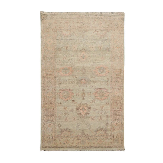 Muted Afghan Oushak Vegetable Dyes 3’ x 5’ Hand Knotted Wool Area Rug Mint