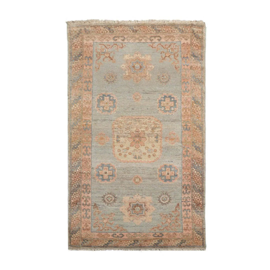 Muted Afghan Oushak Vegetable Dyes 3’ x 5’ Hand Knotted Wool Area Rug Mint