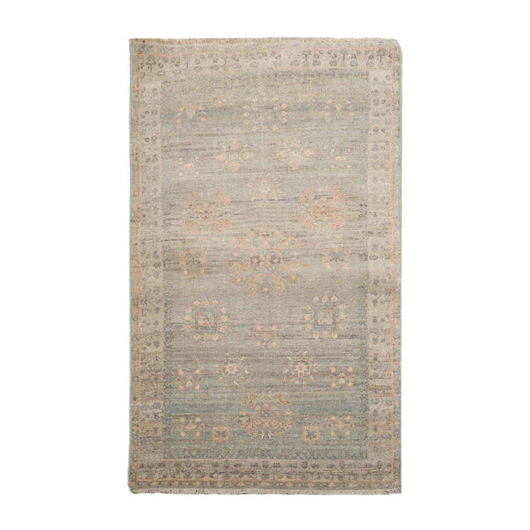Muted Afghan Oushak Vegetable Dyes 3’ x 5’ Hand Knotted Wool Area Rug Gray - Oriental Rug Of Houston