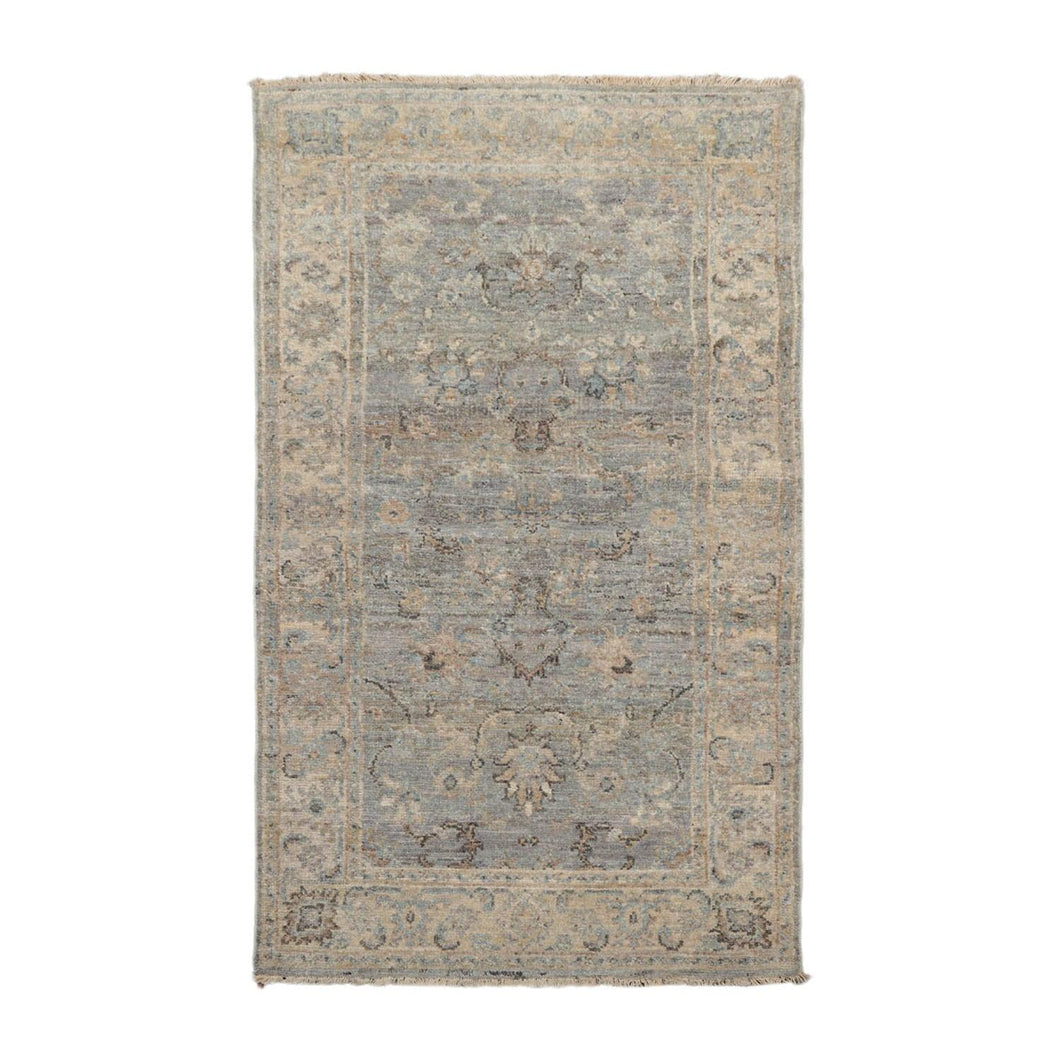 Muted Afghan Oushak Vegetable Dyes 3’ x 5’ Hand Knotted Wool Area Rug Gray - Oriental Rug Of Houston