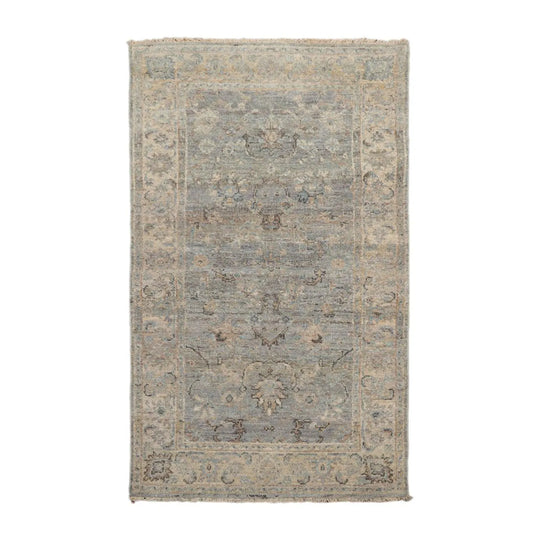 Muted Afghan Oushak Vegetable Dyes 3’ x 5’ Hand Knotted Wool Area Rug Gray
