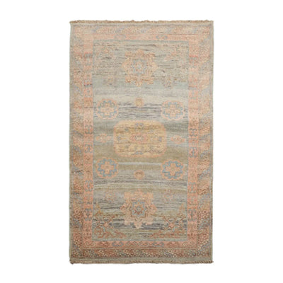 Muted Afghan Oushak Vegetable Dyes 3’ x 5’ Hand Knotted Wool Area Rug Sea Foam - Oriental Rug Of Houston