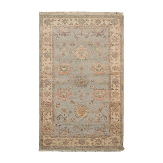 Muted Afghan Oushak Vegetable Dyes 3’ x 5’ Hand Knotted Wool Area Rug Mint