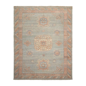 8x10 Muted Afghan Oushak Vegetable Dyes Celadon Traditional Wool Area Rug - Oriental Rug Of Houston