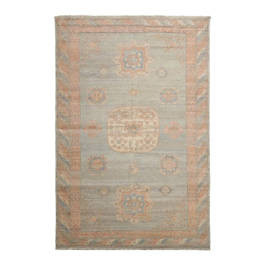 Muted Afghan Oushak Vegetable Dyes Mint 6x9 Traditional Wool Area Rug