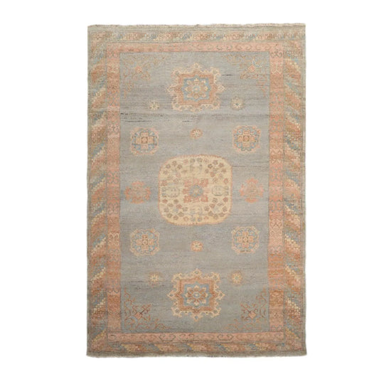 Muted Afghan Oushak Vegetable Dyes Mint 6x9 Traditional Wool Area Rug
