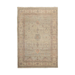 Muted Afghan Oushak Vegetable Dyes Moss 6x9 Traditional Wool Area Rug - Oriental Rug Of Houston