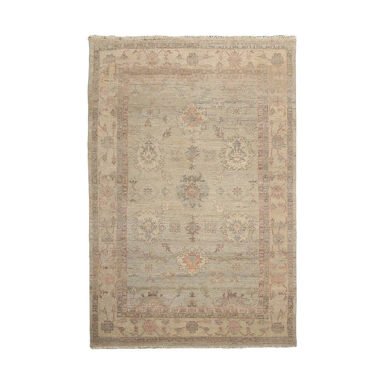 Muted Afghan Oushak Vegetable Dyes Moss 6x9 Traditional Wool Area Rug