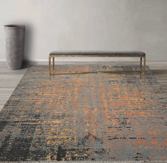 9’ x 12’ Hand Knotted Wool Modern Tibetan Designer Oriental Area Rug Blue