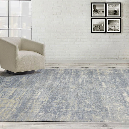 8x10 Slate, Gray Hand Knotted Wool and Silk Sherpa Design Tibetan Oriental Area Rug