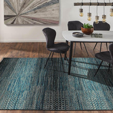 8x10 Hand Knotted Grass 100% Wool Modern & Contemporary Oriental Area Rug Blue, Charcoal Color - Oriental Rug Of Houston