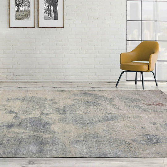 8’ x 10’ Hand Knotted Wool & Silk Tibetan Sherpa Oriental Area Rug Beige