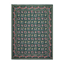 Hand Woven 100% Wool Floral French Aubusson Needlepoint Area Rug Green 9' x 12' - Oriental Rug Of Houston