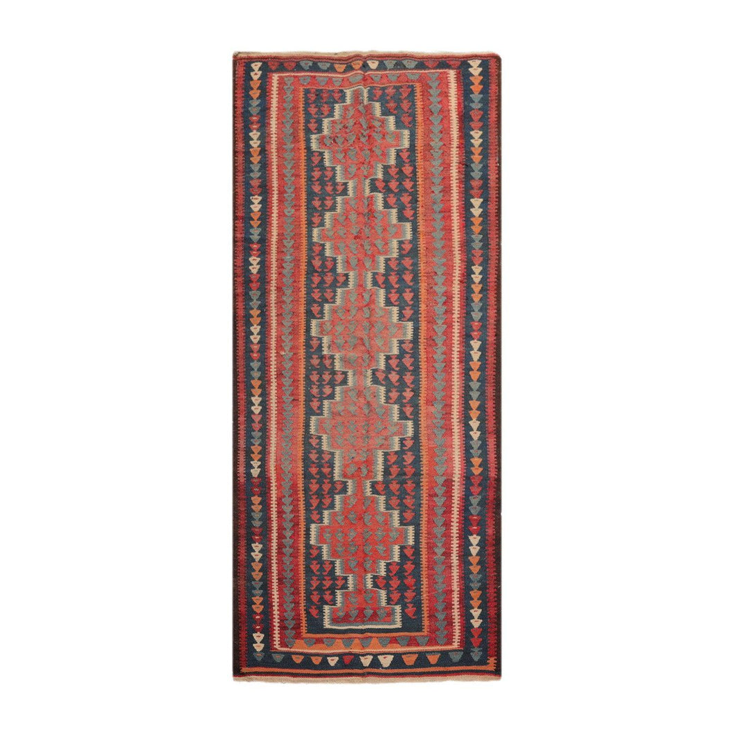 Antique Kilim Runner Hand Woven Wool Authentic Southwestern Area Rug 4' x 9'6” - Oriental Rug Of Houston
